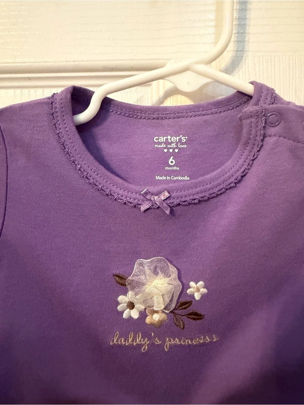 Carter's Purple Long-Sleeve Baby Bodysuit with Floral Applique
